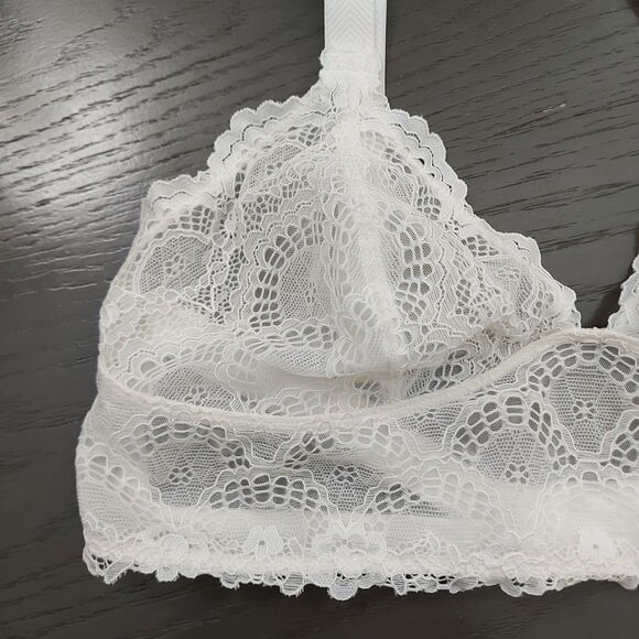 Intimately Free People Lace Triangle Bralette Womens Small White Sleepwear Sheer - Picture 3 of 10